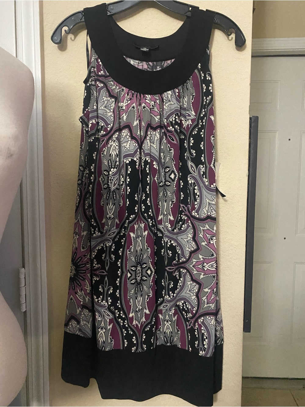 Purple and Black Paisley Print Dress